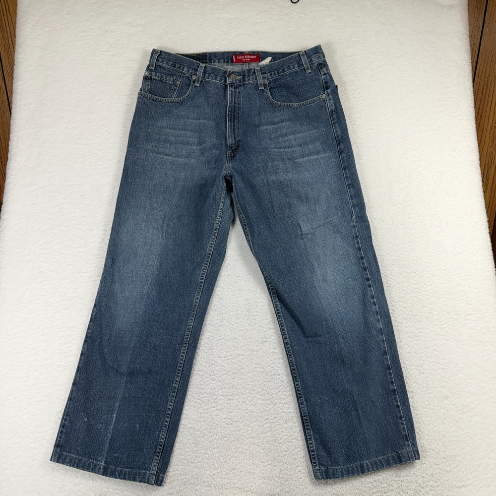 Levis 569 Loose Straight Jeans Mens 38x32 (37x29) Vintage Blue 100% Cotton Denim